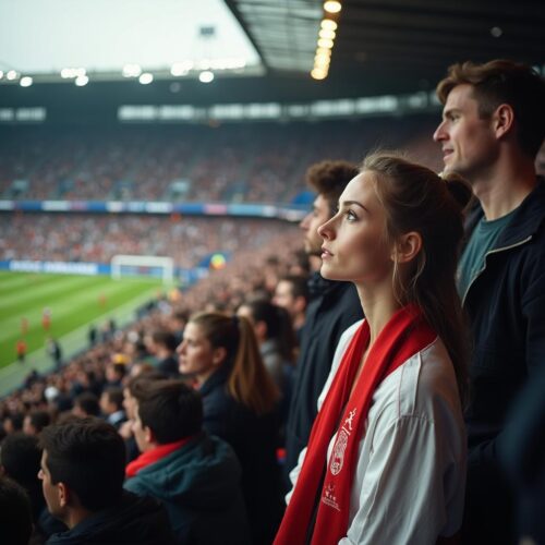 Diese Stadionbesucher, konzentriert auf das Fußballspiel, sind unwissentlich Gegenstand polizeilicher Videoaufnahmen, deren Verwertung als Beweismittel für beleidigende Gesänge im Stadion gerichtlich untersagt wurde.