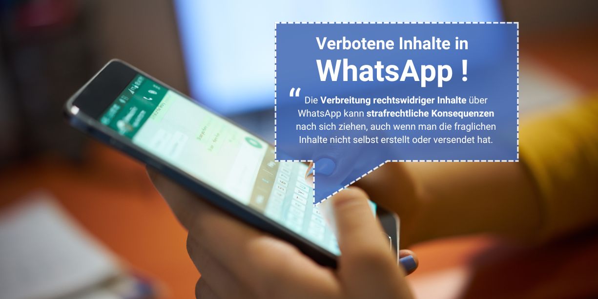Handy zeigt WhatsApp, Warnung vor illegalen Inhalten.