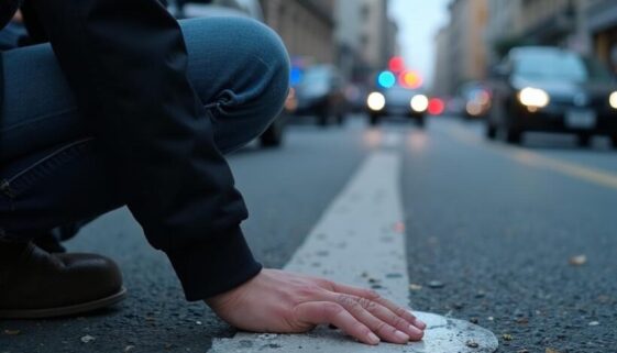 strassenblockaden-widerstand Aktivist hält Hand auf der Straße, mit Sekundenkleber befestigt.