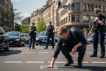 Sekundenkleber auf Fahrbahn: Ist Festkleben Gewalt gegen Polizisten?