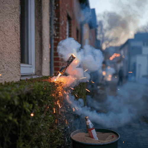 Angeschuldigter entfacht durch Silvester-Feuerwerk einen Brand in der Hecke. Die Beweislast für fahrlässige Brandstiftung ist hoch.