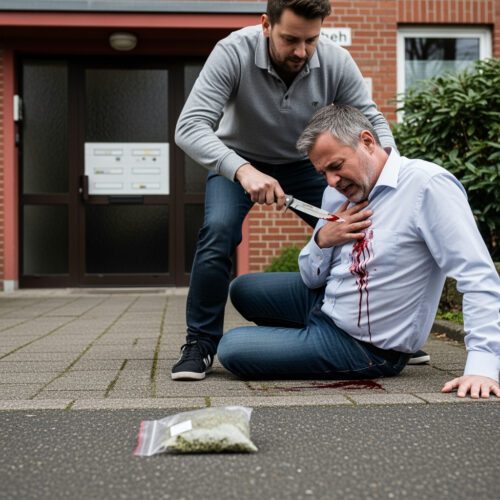 Nach gefährlicher Körperverletzung mit Stichwaffe bedroht der Täter sein lebensgefährlich verletztes Opfer. Es droht eine hohe Freiheitsstrafe.