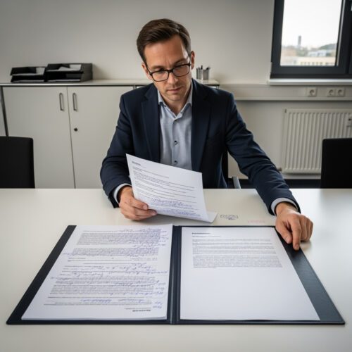 Ein Angeklagter gleicht akribisch sein schriftliches Urteil mit dem Hauptverhandlungsprotokoll ab, auf der Suche nach vermeintlichen Abweichungen für seine Rekonstruktion der mündlichen Verhandlung in der Revision.