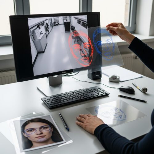 Ein anthropologischer Sachverständiger analysiert Gesichtsmerkmale zur Einordnung für die Honorargruppe M2.