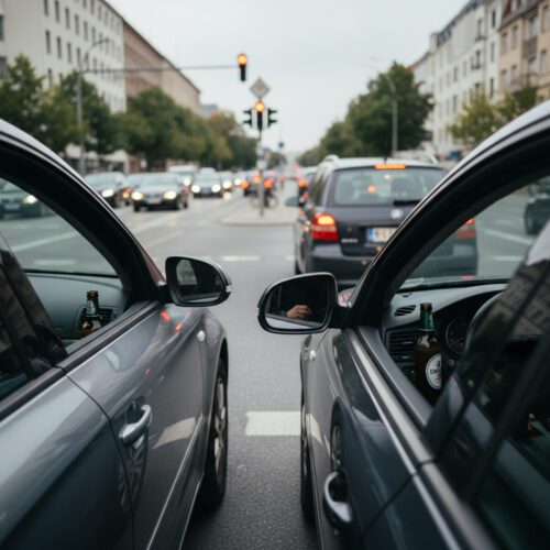 Flaschenbier im Auto: Diesen Fahrern droht die vorläufige Entziehung der Fahrerlaubnis, wenn die Promille-Grenze überschritten ist.